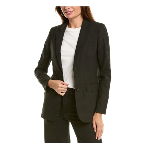 THE KOOPLES Women’s Black striped wool-blend fitted single breasted suit jacket